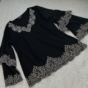 Whimsigoth Embroidered Mesh Top Womens Small Petite Fairy Grunge